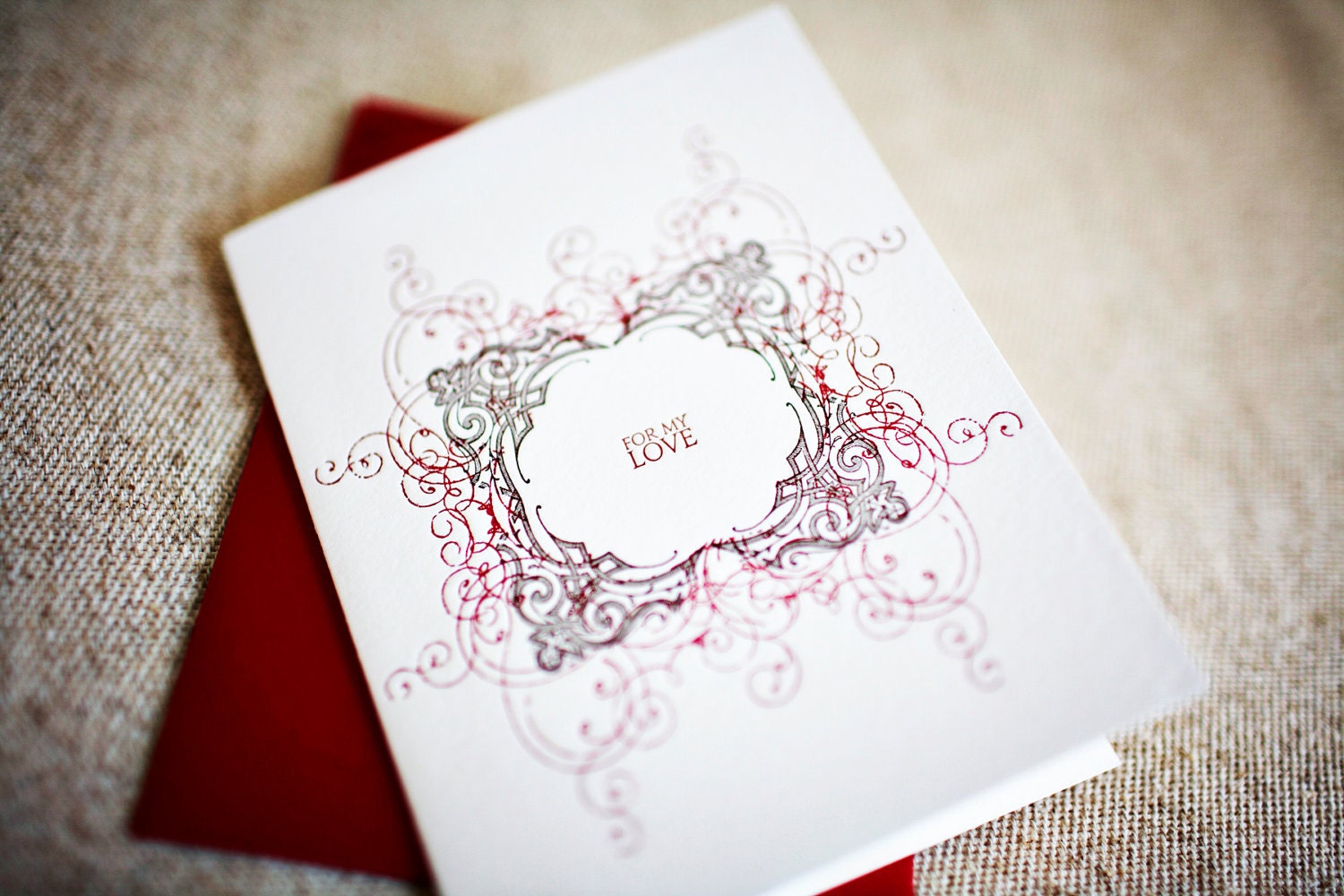 For My Love Decorative Letterpress Greeting Card