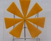 Fused Blown Glass Hand Cut Modern or Mid Century Floral Plates