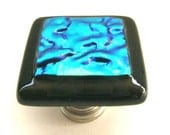 Turquoise Aqua Dichroic Glass Cabinet Knob Hardware