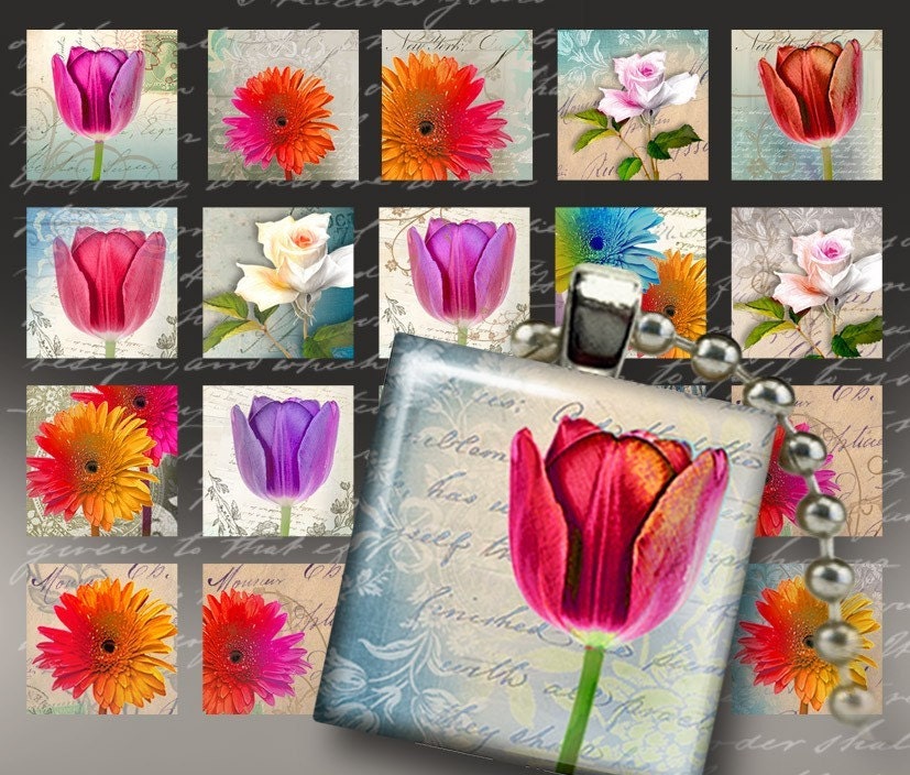 Magic Garden - Square Pendant Images Collage Sheet - Download and Print