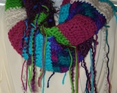OOAK Raggamuffin Hand Crochet Multicolored Fashion Fringe Scarf
