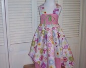 Lace-up Sundress with Handkerchief Hem in Green and Pink