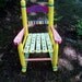 Childrens Rocking Chair, Hand Painted Yellow and Pink Striped Chair