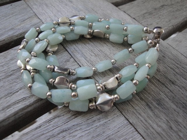 Gemstone Bracelet - 5 Strand Amazonite Bracelet