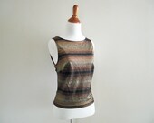 Vintage TANK TOP - Designer Clothing - Black Spring Fashion Metallic Top