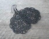 Black FILIGREE EARRINGS - Statement Bohemian Earrings - Bohemian Jewelry - Bridesmaid Wedding Jewelry