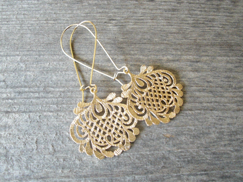 Gold FILIGREE EARRINGS - Chandelier Bohemian Earrings - Bridesmaid Wedding Jewelry - Bohemian Jewelry