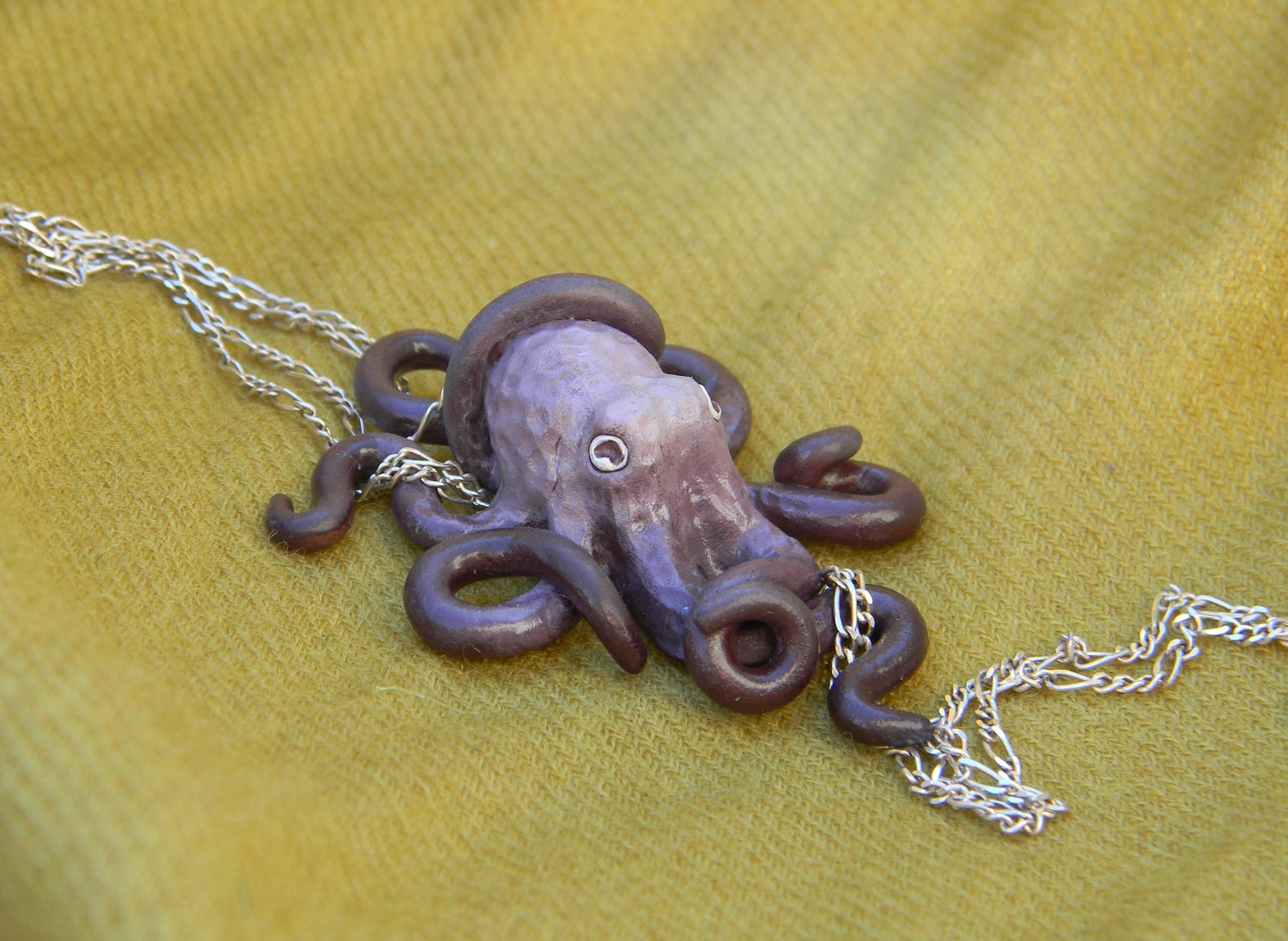 Regi the Purple Octopus Pendant.Jewelry.Necklace (reserved)