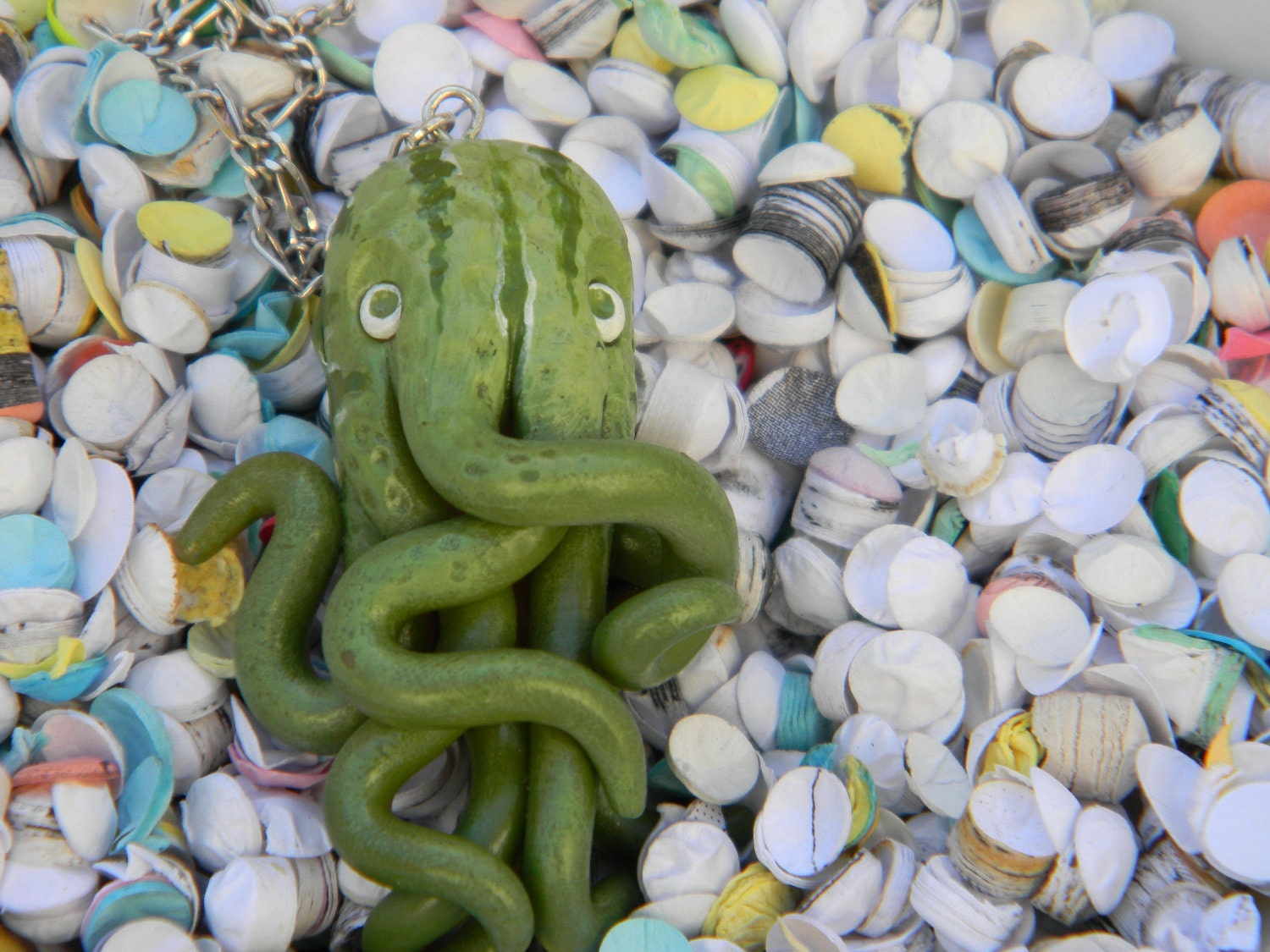 Barney the Green Octopus Pendant.Jewelry.Necklace