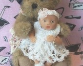 OOAK Crochet set for 5or 6 inch Polymer Baby Girl LOVE KNOTS