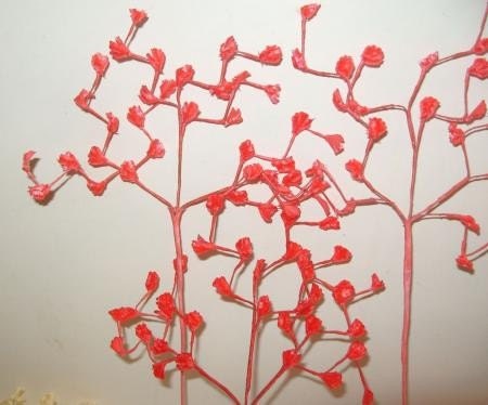 Vintage Millinery Flowers RED Velvet Fern Spray Baby's Breath Hat Corsage Making Craft Trim