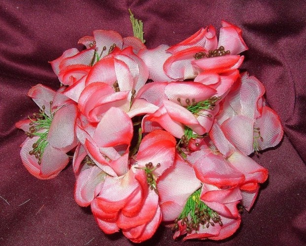 Vintage Millinery Flowers White HOT PINK Poppy Fascinator Hat Trim 1940-1950