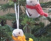 Happy Snowman Ornaments -- set of 2 -- cute amigurumi Christmas tree decorations holidays winter snow snowy  crochet