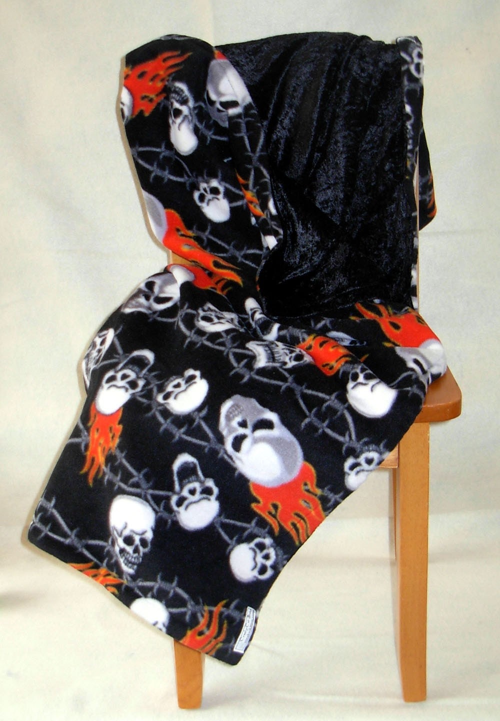 Boutique Baby Blanket - Skulls and Flames - 39 X 36