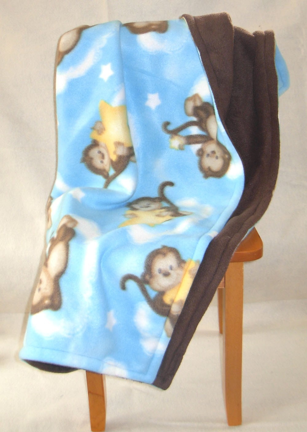 Boutique Baby Blanket- Blue Monkey Cloud - 39x36