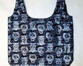 Eco Friendly Shopping Tote - Foil Skulls