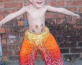 Yellow Orange Red Bandana Pants For Boys or Girls One Size Fits Most
