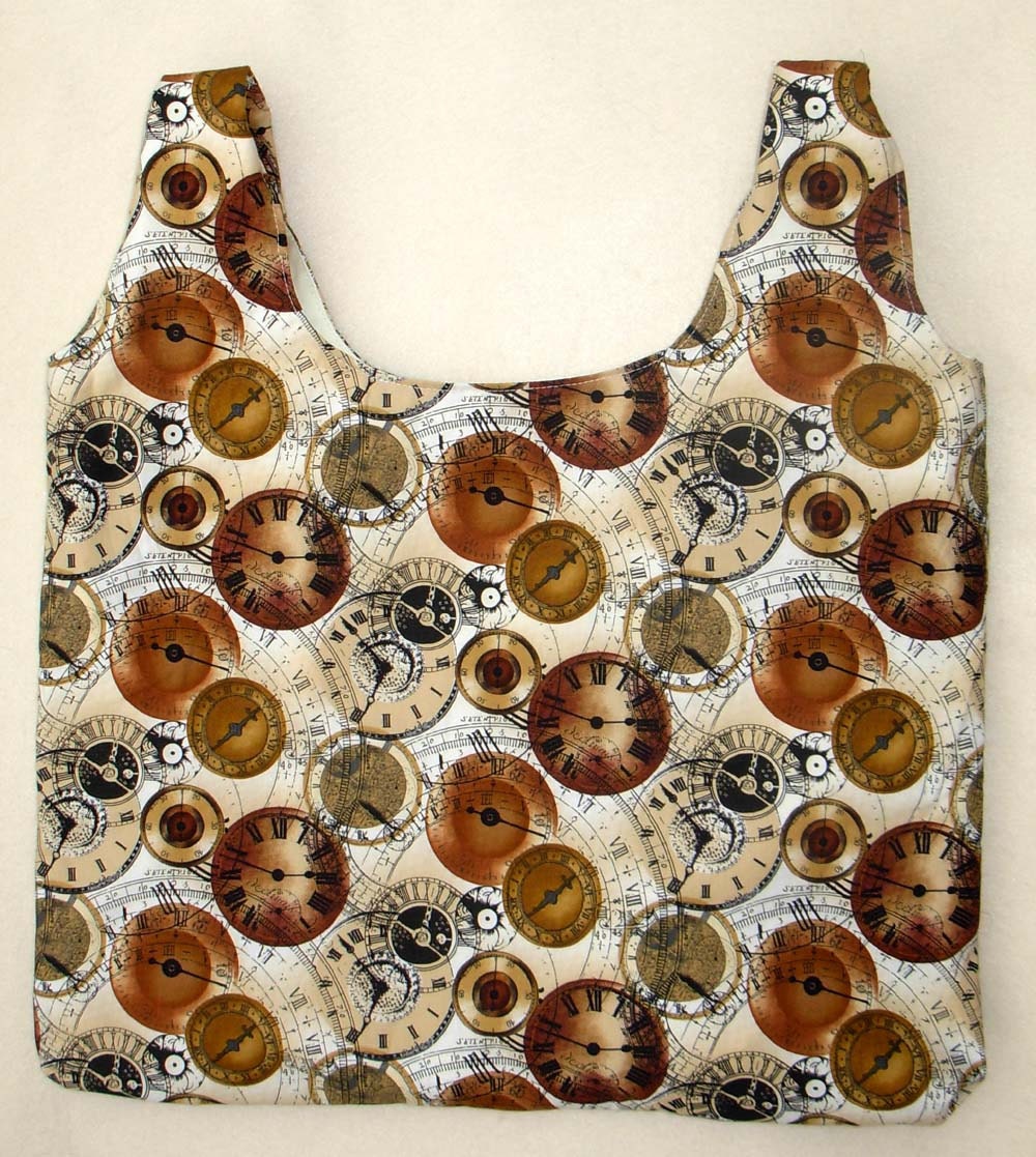 Eco Friendly Shopping Tote - Antique Clocks