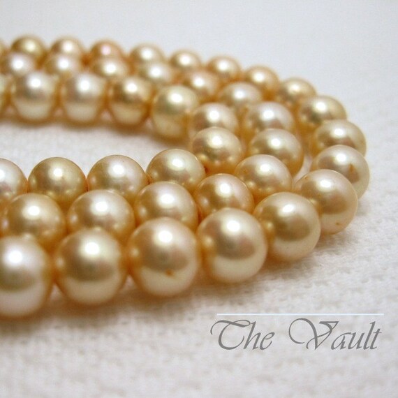 6-7mm soft orange off round pearl strand 16 inches