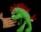 Mighty Murloc cozy soft plush monster stuffed toy pillow neon acid green -inspired by World of Warcraft Murlocs