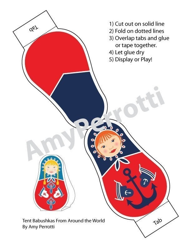 Set of 3 Babushkas From Around the World Tent Card Doll Crafts PDF
