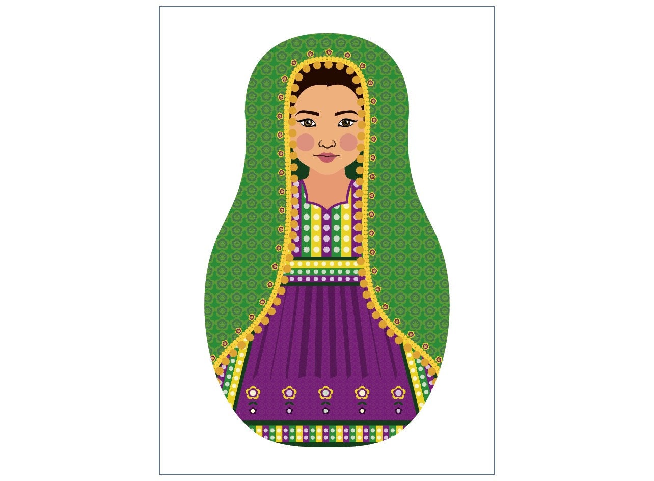 ACEO Afghan Girl Matryoshka Art Print