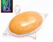 Sterling Silver Yellow Jade Genstone Pendant Necklace 18 inch 2.00 mm Snake Chain