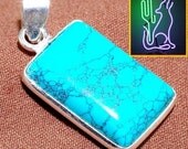 Sterling Silver Turquoise Gemstone Pendant Necklace on 20 inch 1.5 mm Box Chain