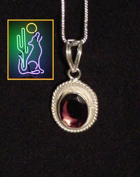 Sterling Silver Amethyst Quartz Glass Pendant Necklace 18 inch 2mm Sterling Box Chain