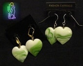 HeartOn Green Swirl Heart Pendant Pierced Earrings