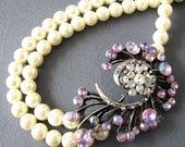 Wedding Jewelry Bridal Statement Necklace Bridal Jewelry Purple Necklace Double Strand