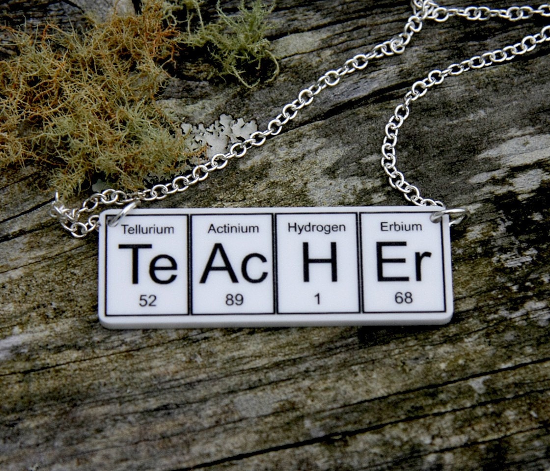 TeAcHEr Necklace ... periodic table inspired jewelery