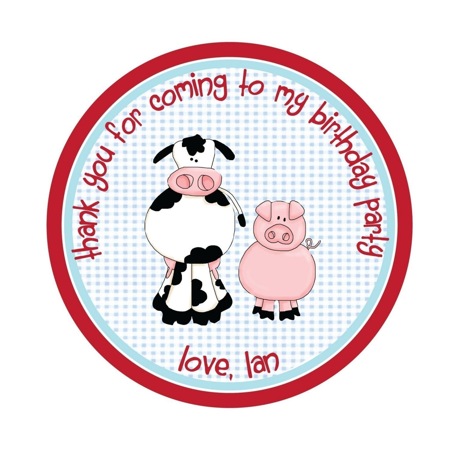 Personalized Stickers, Barnyard friends, Cow, Pig,  Farm Birthday, Children, Party, Favor stickers, Personalized Stickers Set of 24