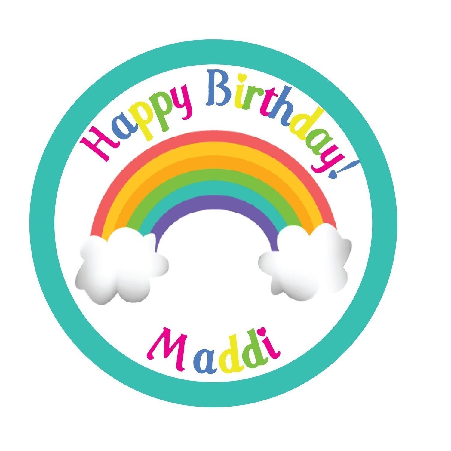 Rainbow, Birthday, Personalized Stickers,Birthday,  Children, Kids, Party, Favor stickers, Set of 24