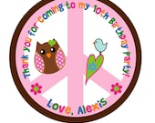 Birthday, Peace Sign, Pink, Personalized Stickers, Birthday,Kids, Party, Favor stickers,Labels, Tags,Personalized Sticker Labels Set of 25 Il_170x135