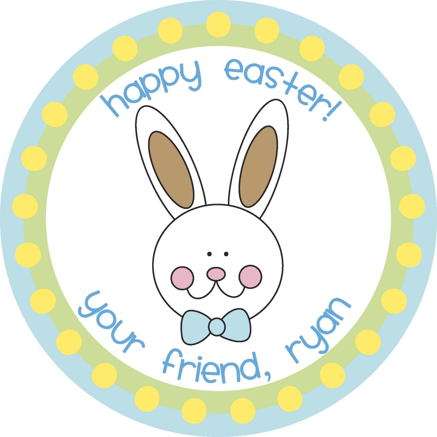 Personalized Sticker, Easter, Easter Bunny, Treat bag tag, Spring, Cute Bunny,Kids Party, Set of 25 Il_570xn