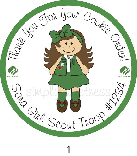 Personalized Stickers, Girl Scout, Cookies, Girl, Kids, Party, Favor stickers,Labels,Custom, Simply Sweetness Sticker Labels Set of 24 Il_570xn