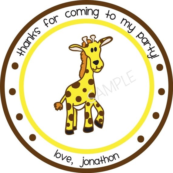 Personalized Stickers, Giraffe, Boy, Treat bag,Birthday,Children, Party, Favor stickers,Personalized Stickers Set of 24 Il_570xn