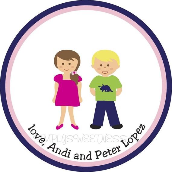 Personalized Stickers, Girl, Boy, Balloon, Children, Kids, Party, Favor stickers, SimplySweetness Sticker Labels Set of 24 Il_570xn