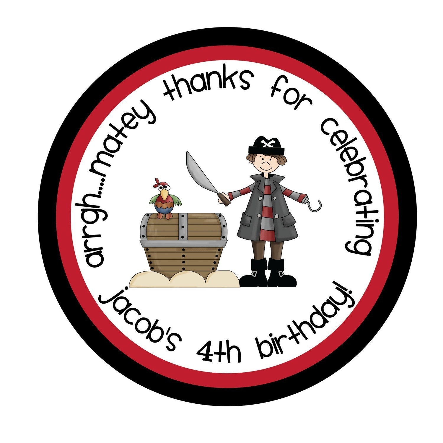 Personalized Birthday Stickers, Pirate Party, Personalized Stickers,Birthday,Children,Favor stickers,Personalized Stickers Set of 24 Il_570xn