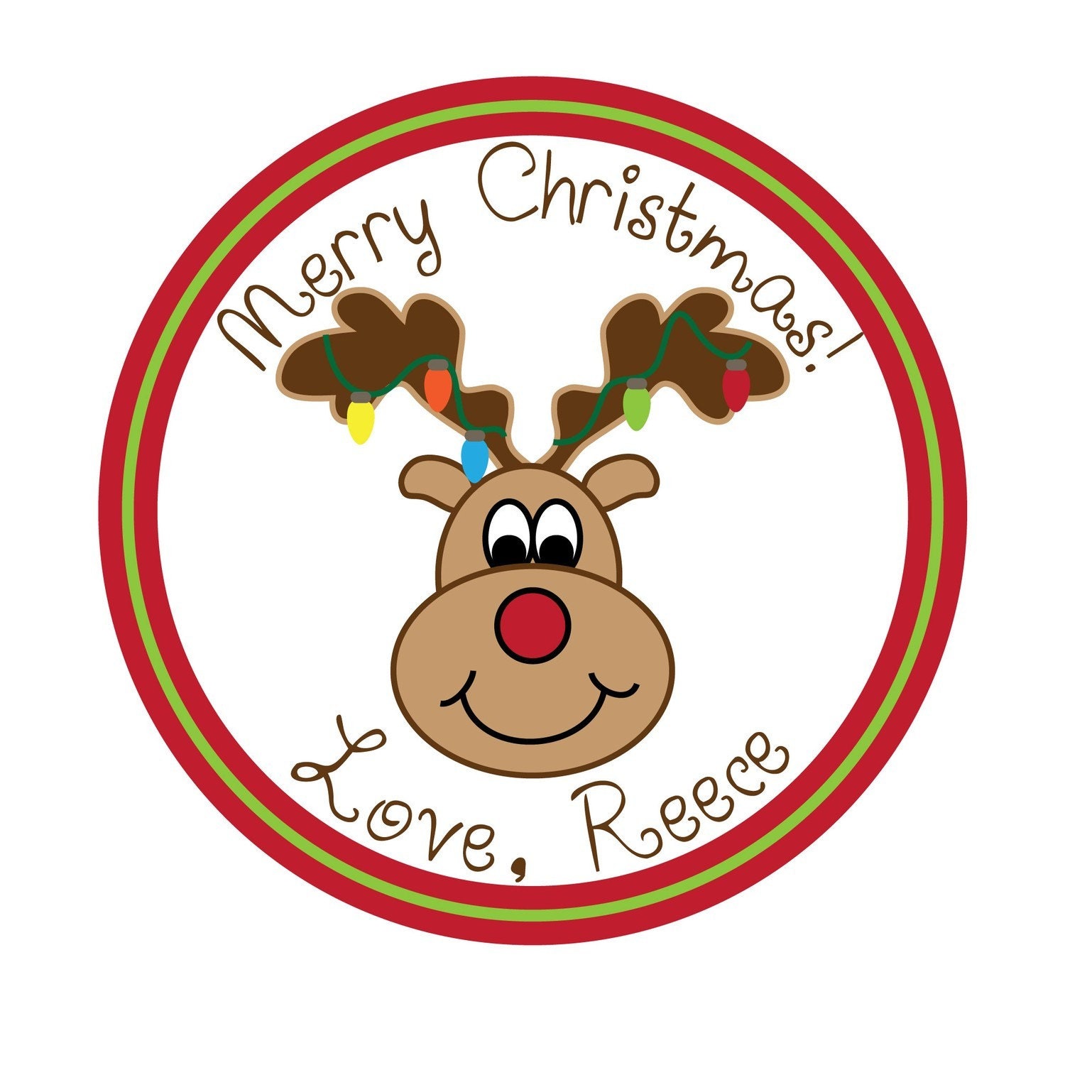Personalized Stickers,Gift Tag,Christmas,Reindeer,Kids,Personalized Stickers Set of 24 Il_570xn