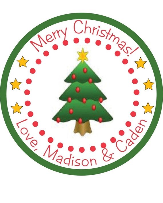 Personalized Stickers, Christmas Tree, Christmas,Holiday, Children, Kids,Labels,Personalized stickers set of 24 Il_570xn