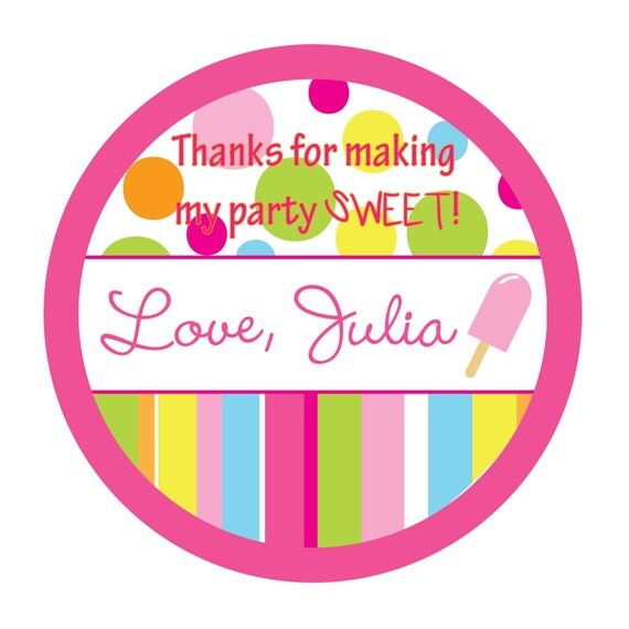 Personalized Birthday Stickers, Sweet Shoppe,Polka dots,Children,Kids,Party Favor stickers, Labels,Personalized Sticker Labels Set of 24 Il_570xn