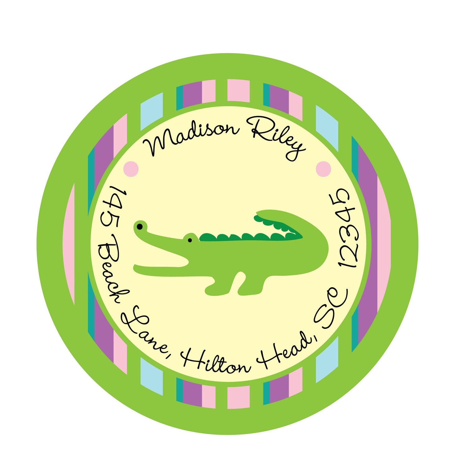 Alligator,Gator, Gift, Polka dots, Kids, Party, Favor stickers,Personalized Sticker Labels Set of 24 Il_570xn