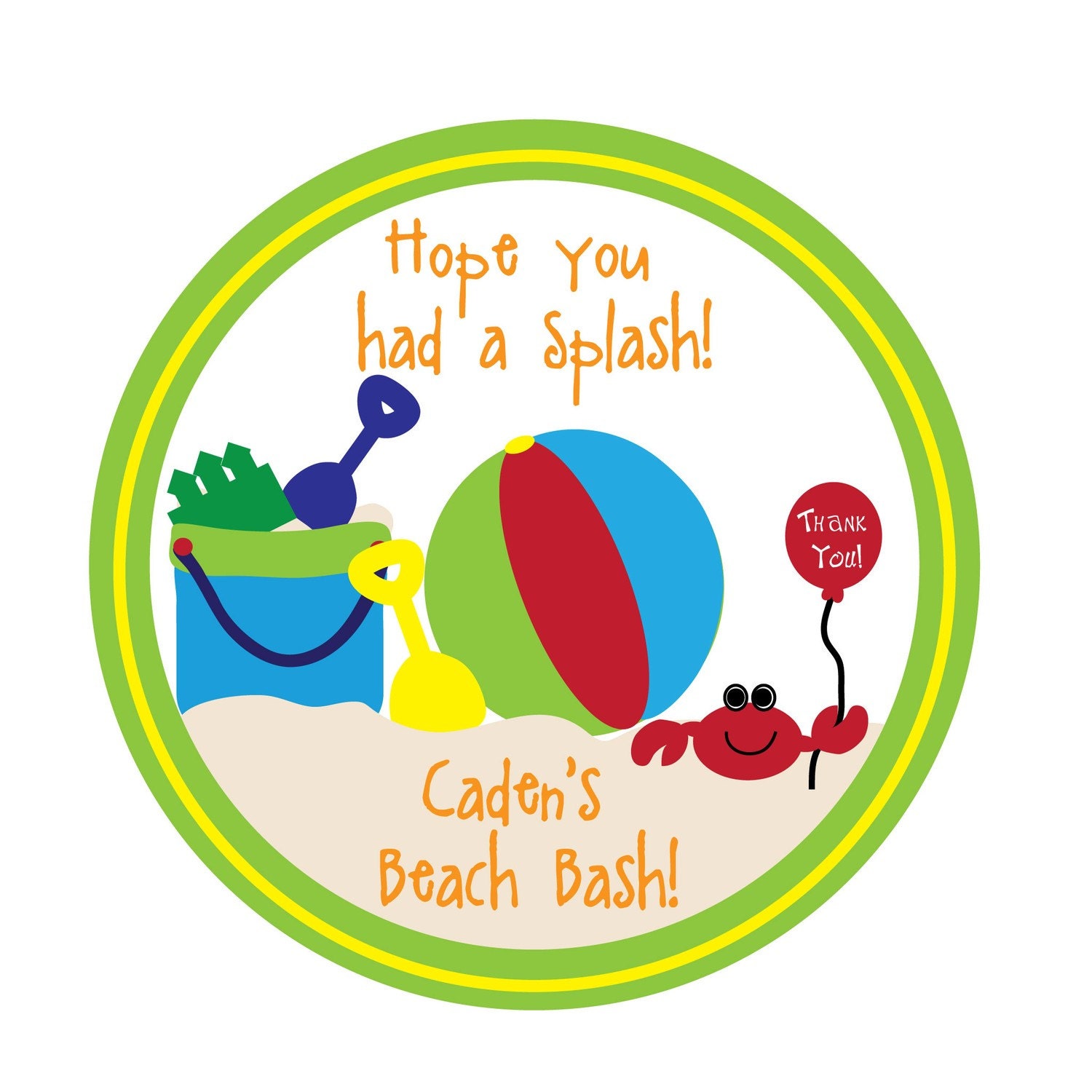 Pool Party, Swim party, Luau, Beach, Crab, Flip Flops,Birthday, Birthday, Children, Favor stickers, Set of 6 - 3 inch round Il_570xn