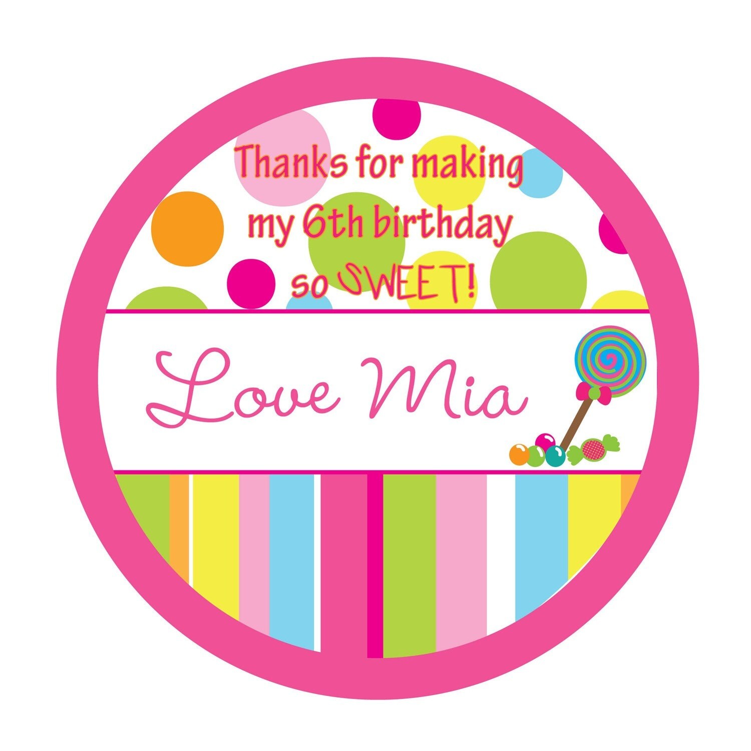 Birthday,Polka dots, Birthday, Kids, Party, Favor stickers, Personalized Stickers Set of 24 Il_570xn