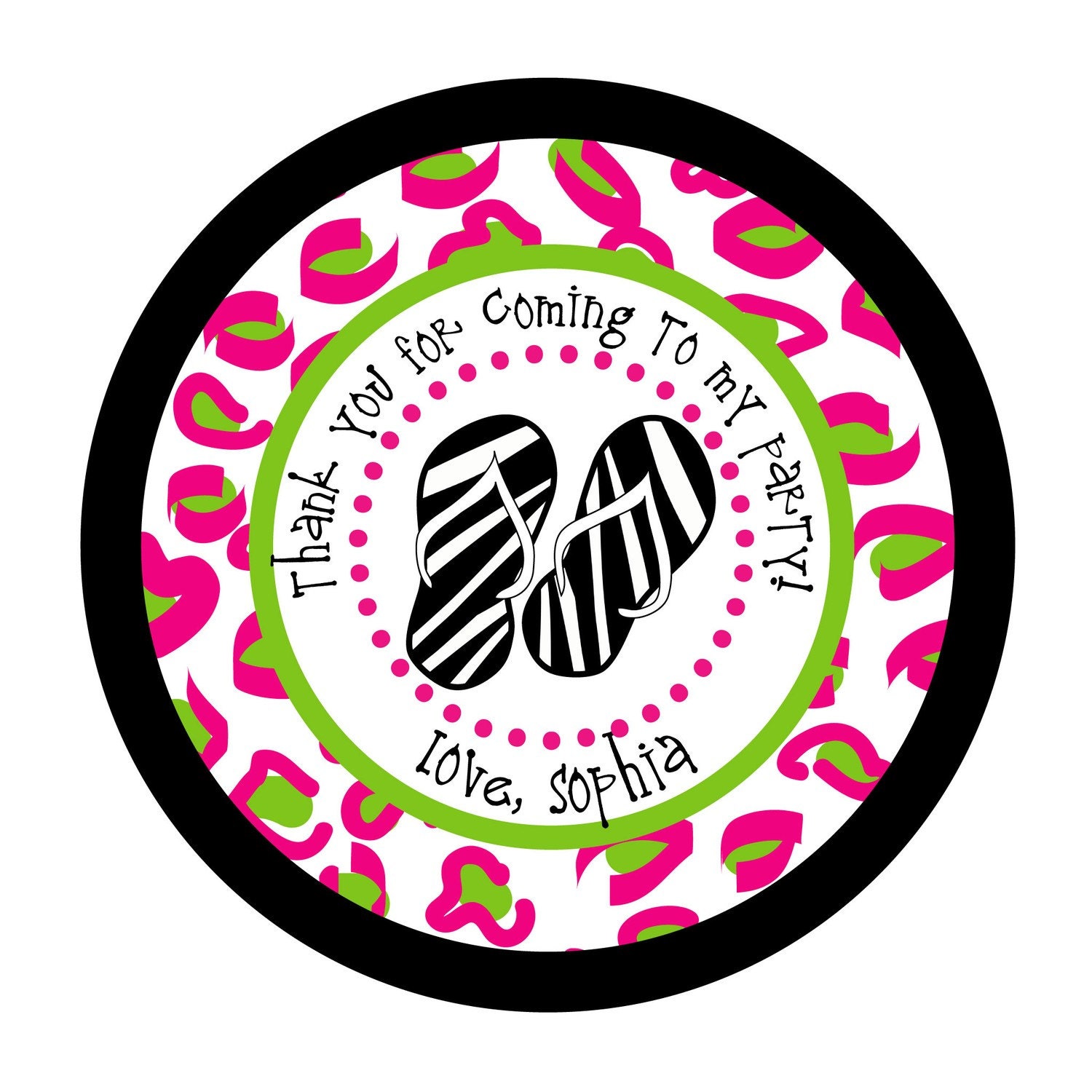 Pool Party, Swim party, Luau, Flip Flops, Surf Board, Birthday, Gift, Polka dots,Kids,Party, Favor stickers, Sticker Labels Set of 24 Il_570xn