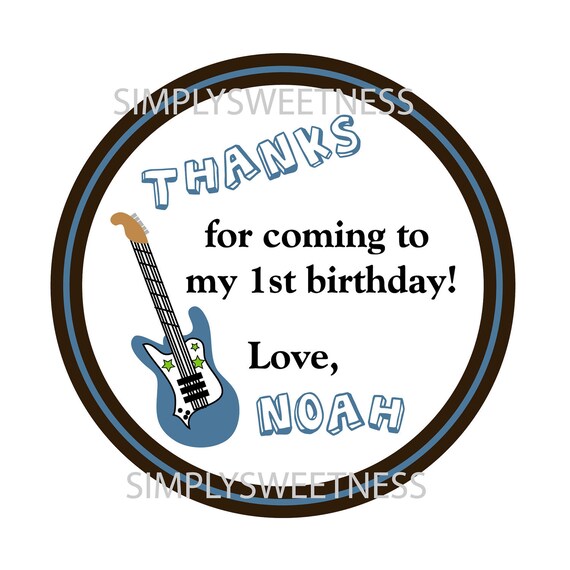 Guitar Stickers. Party Stickers, Personalized Rock Star Party, Simply Sweetness Sticker Labels Set of 24 Il_570xn