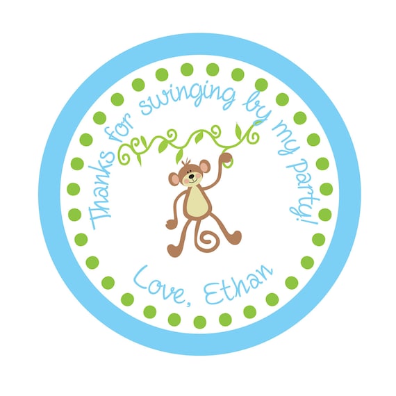 Personalized Stickers, Monkey, Boy, Girl, Birthday, Children, Kids, Party, Favor stickers,Labels,Simply Sweetness Sticker Labels Set of 24 Il_570xn