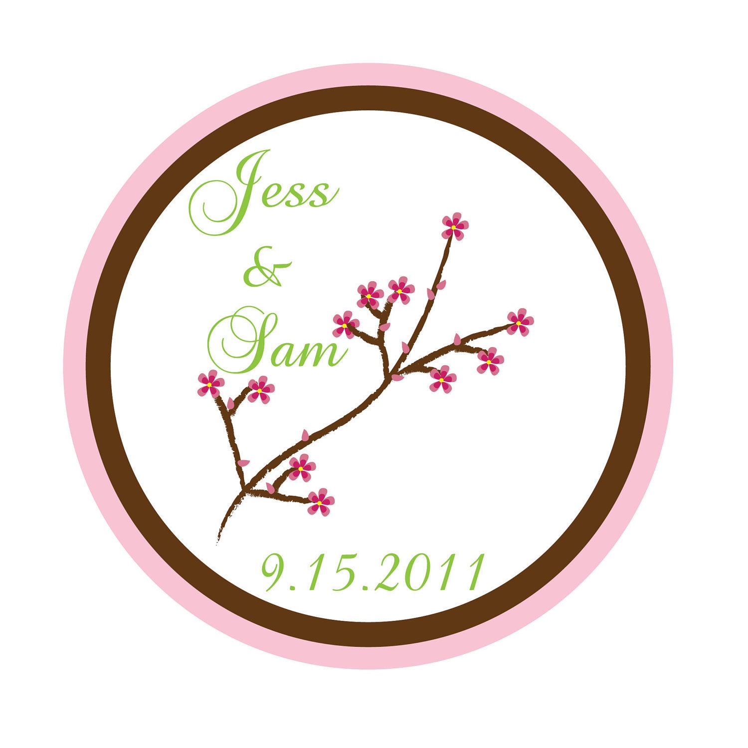 Personalized Stickers, Cherry Blossom, Wedding,Favor stickers,Seals, Labels,Personalized Sticker Labels Set of 50 Il_570xn